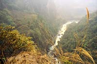 The Marsyangdi River far below